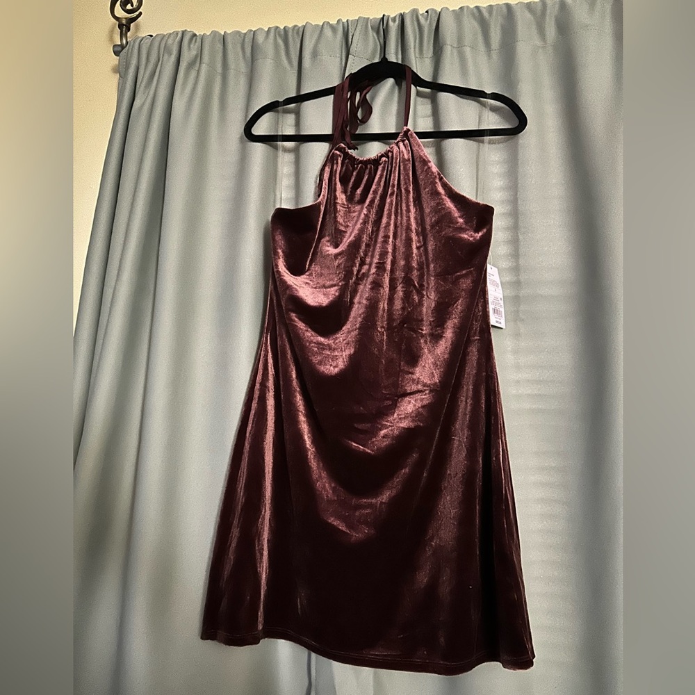 Wild Fable Maroon Satin Backless Dress